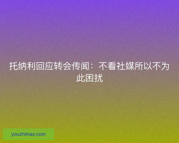 托纳利回应转会传闻：不看社媒所以不为此困扰