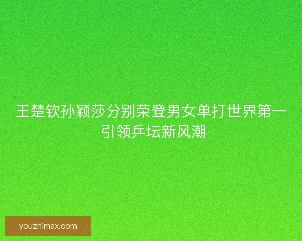 王楚钦孙颖莎分别荣登男女单打世界第一 引领乒坛新风潮